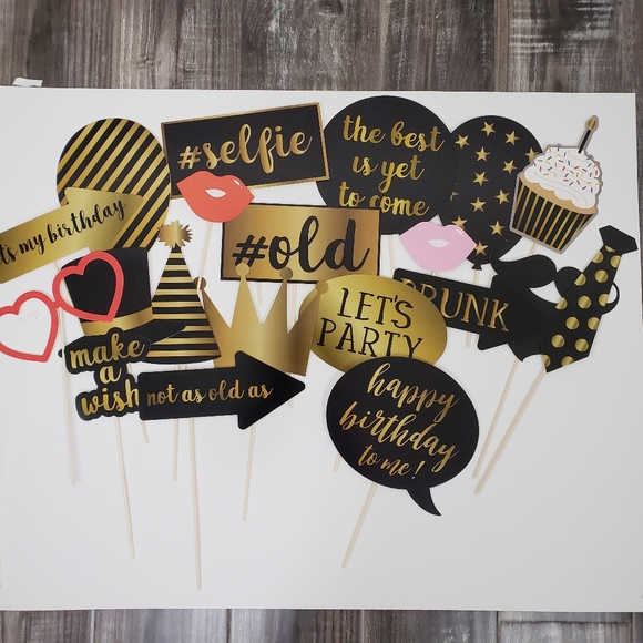 Party Supplies Black Gold Birthday Party Picture Props Poshmark